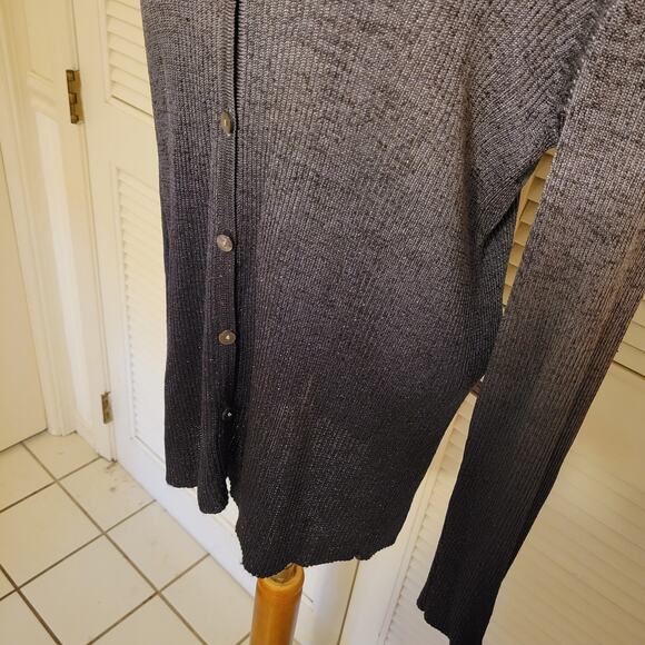 Ombre Purple Metallic Tinsel Cardigan Rafaella Vintage 80s 90s Womens Large - Picture 3 of 7